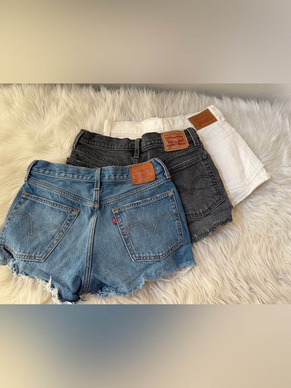 Levi's Women's Denim Shorts in Blue, Black & White